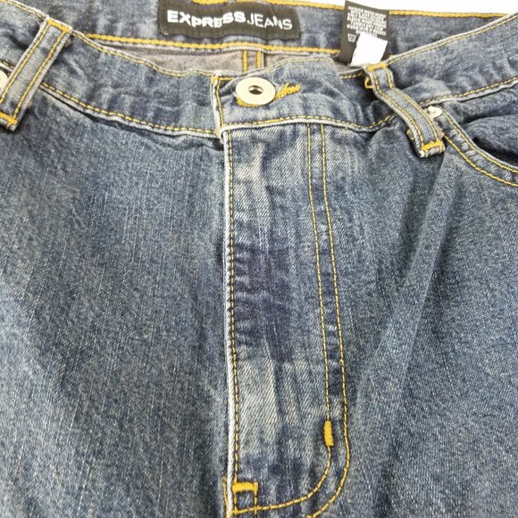 Express Jeans Juniors Size 9 Long High Rise Bootcut Dark Wash Blue Denim 30x32.5 - Picture 10 of 14